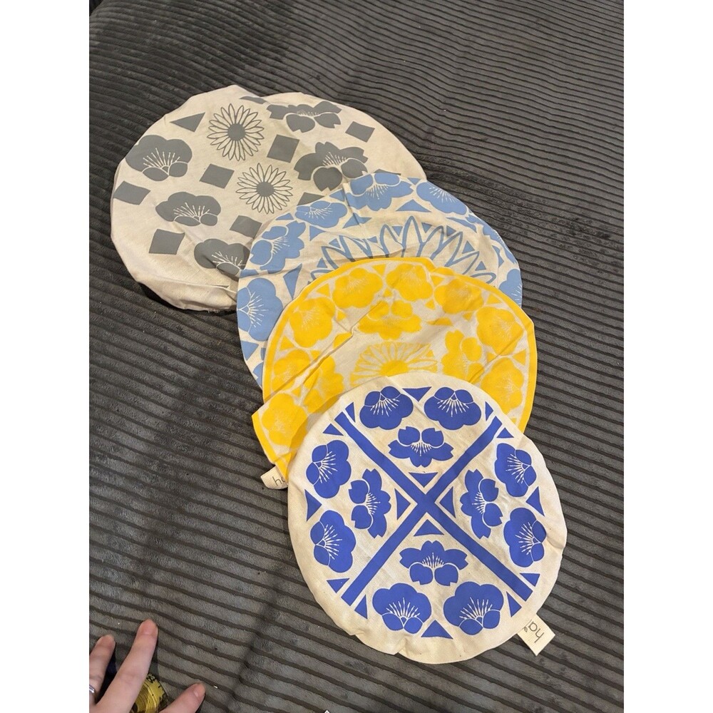 Halo Reusable Organic Cotton Dish Bowl Covers Lot of 4 Floral South Africa Eco